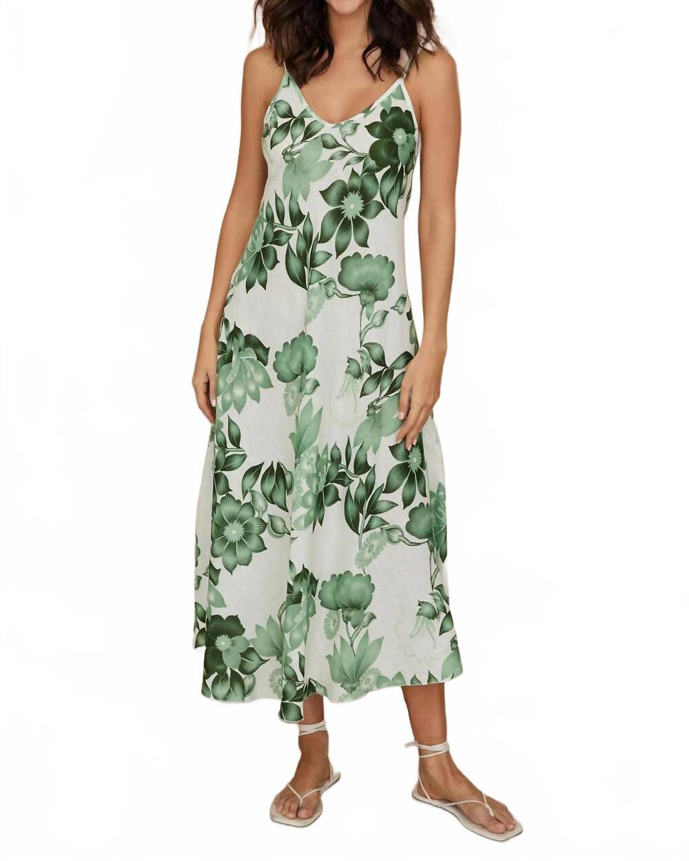 NEW MILIO MILANO bluma floral midi dress in green